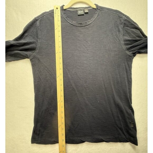 Hugo Boss Long Sleeve Crewneck T-Shirt Men's Sz M Navy Blue Cotton Lightweight - Picture 8 of 9